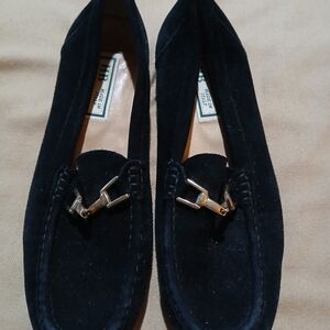 Elegant Black Loafers with Gold Accents